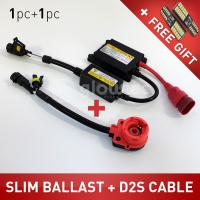 1pc 35W DC HID Slim Ballast Replacement For Xenon Headlight 12v + D2S Converter Cable XENON Harness Wire HID Bulb GLOWTEC + GIFT Bulbs  LEDs  HIDs