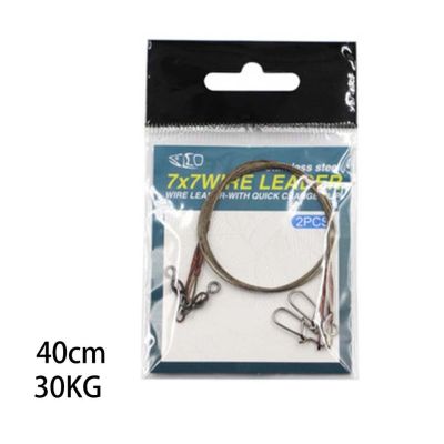 2Pcs/Pack Fishing Line Steel Wire Leader With Snap Swivels Wire Leadcore Leash 20 30 40cm Fishing Tackle Tools Pesca Accessories