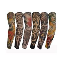 2 Pieces/lot Summer Fake Tattoo Arm Sleeves Fashion Men/Women Sunscreen Cycling Arm Sleeves Under T shirt Dress Stockings