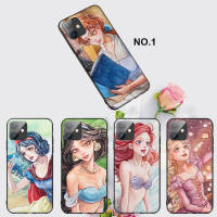 Casing หรับ iPhone 11 12 Mini X Xs XR Pro Max 6+ 6s+ 7+ 8+ 6 7 8 Plus 5 5s SE 2020 123H disney princess Ariel Belle Cinderella Cartoon Pattern Phone เคสโทรศัพท์ อ่อนนุ่ม TPU Black ปก