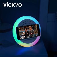 VICKYO RGB Ambient Light With Wireless Charging Musical Rhythm LED Night Lights Bluetooth Music Desk Lamp For Games Room Bedroom Night Lights