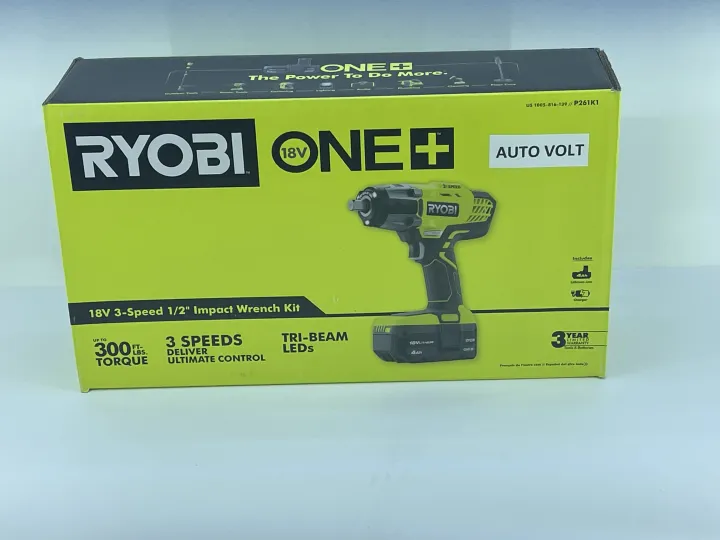 RYOBI ONE+ 18V Cordless 3-Speed 1/2 in. Impact Wrench Kit with (1) 4 Ah ...