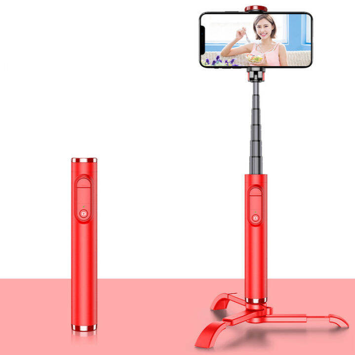 mobile-bluetooth-selfie-stand-rotating-tripod-mini-black-live-aluminum-alloy-selfie-bracket