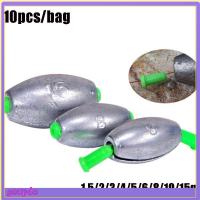 GOUPDO 10Pcs กระสุนกลม Line Sinkers น้ำหนักเพิ่มเติม เปิดปาก Sinker ขั้วต่อตะขอ รูปมะกอก ตกปลาตะกั่วตก