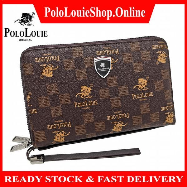 Original Polo Louie Men Luxury Leather Clutch Bag Business Bag Card Phone  Clutch Wallet Pouch