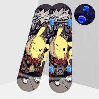 Spot parcel post Cool Pikachu Skateboard Entry-Level Beginner Twin Tips Scooter 6 to 12 Years Old