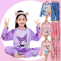 New Product Childrens Pajamas Long-Sleeved Boys Girls Suits Cartoon Round Neck Air Conditioning Suits Girls Paja