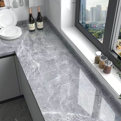 【LZ】♧ﺴ❁  NEW Foil Marble Wallpaper for Home Decor Self Adhesive Oil Proof Waterproof Wall Stickers for Kitchen Bath Countertops Cabinets