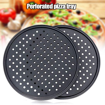 Pizza Tray Mould Round Mesh Tray Dish Baking Tool Plate Pizza Pan Carbon Steel Pizza Baking Pan