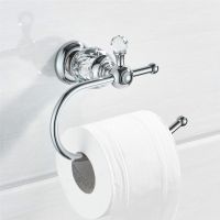 Chrome Crystal Toilet Paper Holder Solid Brass Roll Holder Polish Shlef Paper Towel Wall Mounted Bathroom Accessories