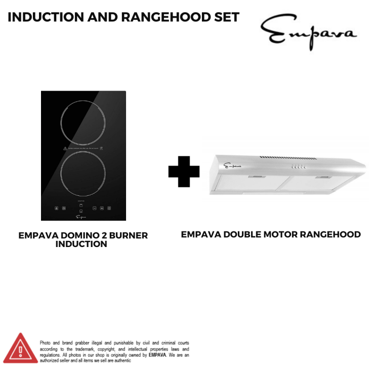 INDUCTION COOKTOP PLUS RANGEHOOD SET EMPAVA 2 BURNER INDUCTION BUILT IN