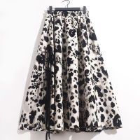 New Korean Tassel Lace Up  Spring Summer Leopard Butterfly Skirt Mid Length High Waist A Line Floral Print Chiffon Skirts