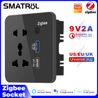 SMATRUL Tuya/smartlife Zigbee สมาร์ทซ็อกเก็ตสวิทช์ผนังสหรัฐอเมริกาสหภาพยุโรปสหราชอาณาจักรเสียบสากลชาร์จอย่างรวดเร็ว3.0 USB ชาร์จเต้าเสียบกระจกเกตเวย์ที่จำเป็น Timing App การควบคุมระยะไกลไฟฟ้าการควบคุมเสียงสำหรับ Google Home Alexa Tmall Genie