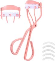 ✢ Eyelash Curler With Comb Tweezers Makeup Accessories Beauty Tools Curling Eyelash Clip Long Lasting Pink