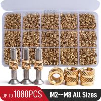 ∈✷⊙ 80-1080Pcs Hot Melt Thread Knurled Brass Heat Insert Nut Set M2 M2.5 M3 M4 M5 M6 M8 Copper Embedment Nuts Assortment Embed Parts