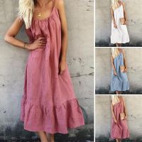 COD DSFGRDGHHHHH ZANZEA Women Strap Beach Long Summer Casual Loose Maxi Dress