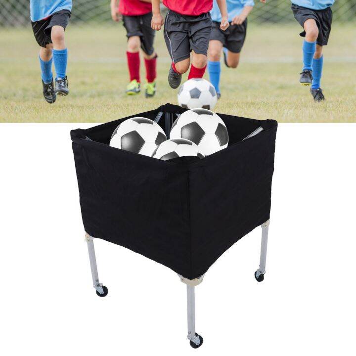 Ball Storage Cart, Wheeled Ball Cart Easy Access Black para sa