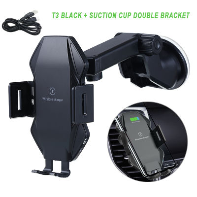 1pc Portable 2-in-1 Fast Wireless Charger Car Mount Fully Automatic Mobile Phone Holder With Micro USB Cable For Cars