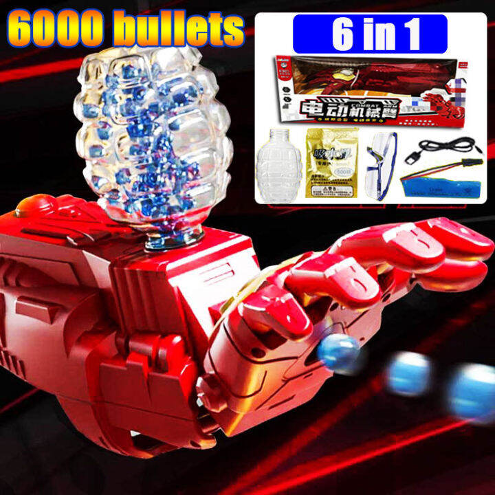send 6000 Ball Iron Man Gloves Electric Gel Splatter Ball Orbeez Gun