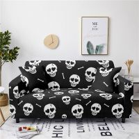 ✁❏ Horror Skull Pattern Elastic Sofa Cover for Living Room Combination Armchair Sofa Cover All Inclusive 1/2/3/4 Seat Various Sizes