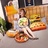 Food Plush Lifelike Snack Pillows 3D Printing Sushi Glass Beer Hot Dog Hamburger Pizza Pillows Cushion Props Grown-up Gift