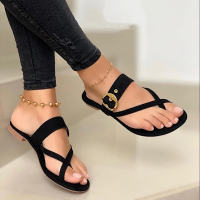 【CW】Summer Women Sandals Metal Decoration Flip Flops Clip Toe Casual Ladies Sandals Flat Shoes Footwear Outdoor Beach Womens Shoes