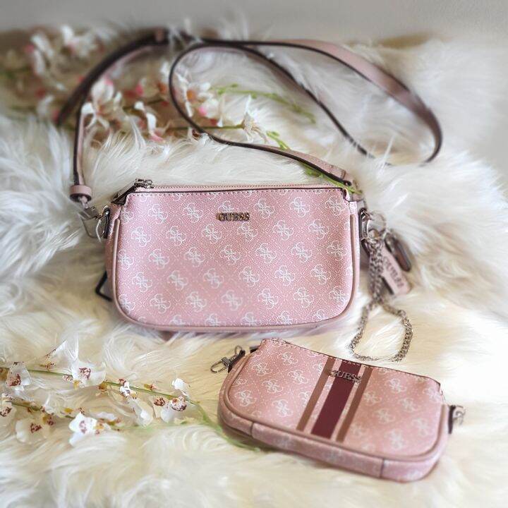 Original Guess Arie Double Compartment Women's Crossbody Bag Light