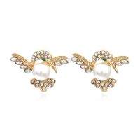 สำหรับ Creative Hummingbird Stud ต่างหูมุกที่มีสีสันสำหรับ Rhinestone ผู้หญิงหูเจาะเครื่องประดับวันเกิดวันหยุด Pr