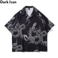 Dark Icon เสื้อโปโลลายมังกรสำหรับผู้ชาย,เสื้อเชิ้ตผ้าบางสไตล์ฤดูร้อน