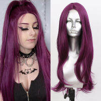 Sivir Synthetic Lace 24inch Long StraightWavy Wigs For Women PurplRedPink Colors Hair DailyParty High Temperature Fiber