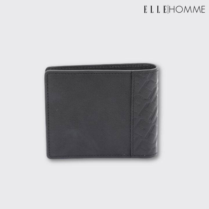 elle-homme-กระเป๋าสตางค์หนังวัวแท้-สไตล์-business-แบบพับสั้น-สีดำ-รุ่น-w8w001