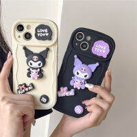 เคสป้องกันเลนส์แบบกดสำหรับ IPhone 11 12 13 14 15 Pro Max 3D Bear Kurumi น่ารักฝาหลังรูปการ์ตูนซิลิโคนนิ่มเคสโทรศัพท์กันกระแทก