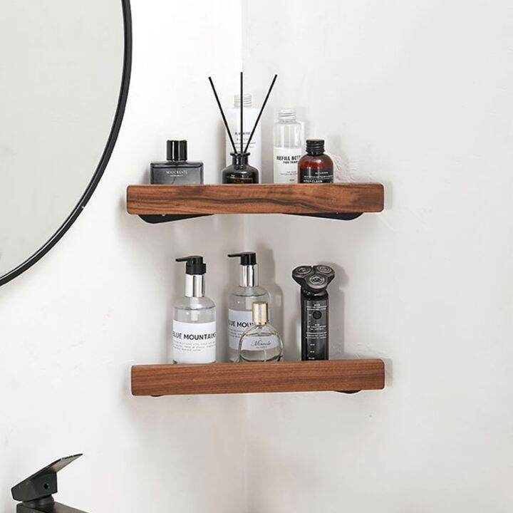 wall-mounted-corner-storage-rack-free-punch-walnut-wood-bathroom-shelf-storage-triangle-shelves-bathroom-accessories