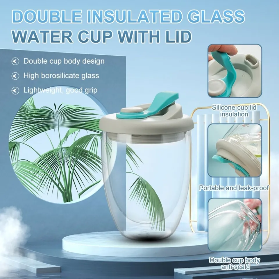 350ml Insulated Double-layer Water Cup Food Grade Silicone Glass