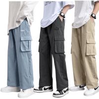 ✘卍 Casual Straight Cut Cargo Pants Men Fashionable Loose Long Pant