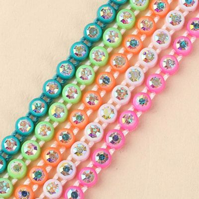 Taidian SS6 AB Rhinestone Banding For Native Bead Work Sew On Plastic Rhinestone Trim 10Yards/lot