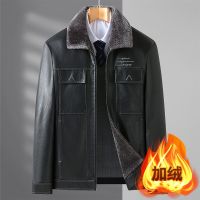 [COD] Fur coat mens winter plus velvet thickened fathers leather jacket suede simulation