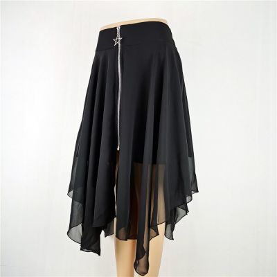 ‘；’ Streetwear Gothic Skirts Women Summer High Waist Irregular Black Female Punk Harajuku Long Punk Skirt