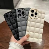 □☜ 3D Diamond Plaid Phone Case For iPhone 11 12 13 14 Pro X XR XS Max 6s 7 8 Plus Matte Fashion Shockproof Soft Silicon Phone Case