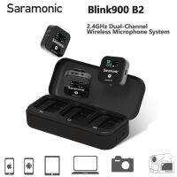 Saramonic Blink900 B2 2.4GHz ระบบไมโครโฟนไร้สายสองช่องทางการตรวจสอบแบบเรียลไทม์สำหรับกล้อง DSLR กล้องวิดีโอไอโฟนสมาร์ทโฟนแอนดรอยด์และแท็บเล็ตสำหร