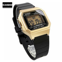 Velashop นาฬิกาข้อมือผู้ชายคาสิโอ ดิจิตอล Casio Standard Digital สายเรซิ่นสีดำ กรอบสีทอง รุ่น W-217HM-9AVDF, W-217HM-9A, W-217HM, W-217