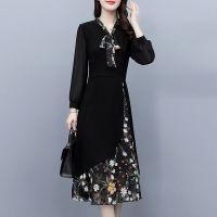 [COD] size womens fat autumn and winter design middle-aged temperament dress age reduction chiffon floral