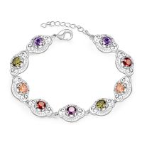 Pretty Colorful Multi Colors Bracelets 925 Sterling Silver With Extender Woman Lady Bracelet Bangle Jewelry Top Sell