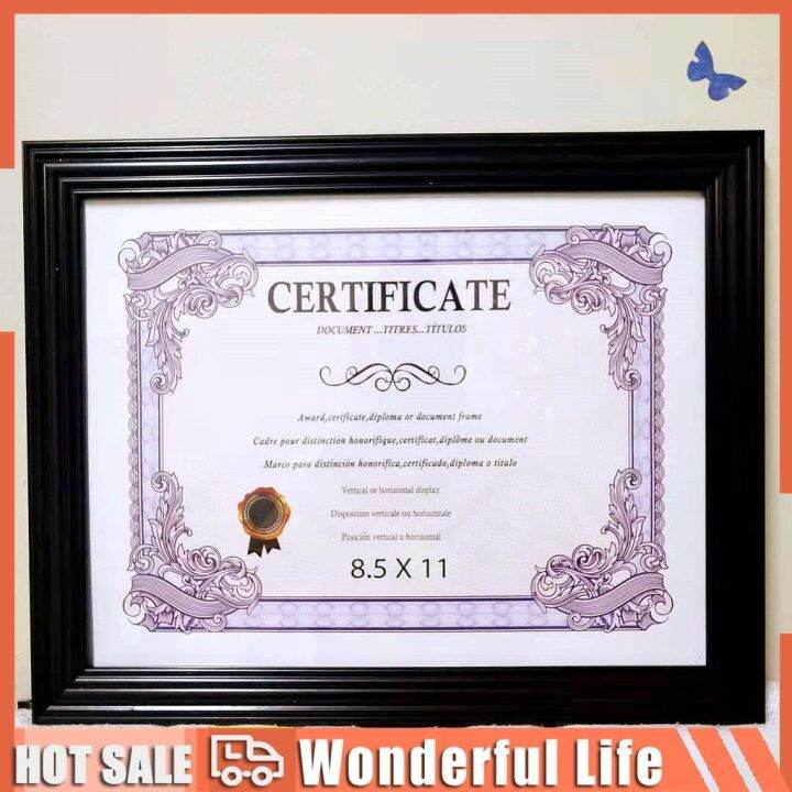 PVC BLACK CERTIFICATE FRAME SIZE A4 / 8.5x11 inches Photo frame