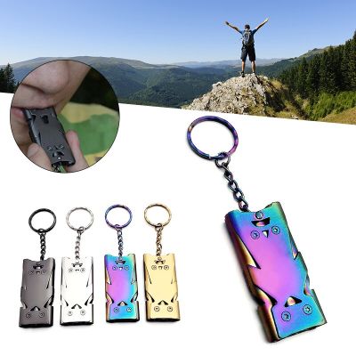 Outdoors High Decibel Portable Triple Pipe Keychain Whistle Stainless Steel Double Pipe Emergency Survival Whistle Tools Survival kits