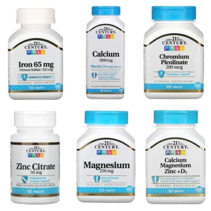 (Ready Stock) 21st Century, Iron, Calcium, Chromium Picolinate, Zinc Citrate, Magnesium, Calcium
