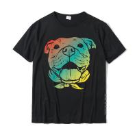 Colorful Pitbull Face Art Pitties Pitty Dog Lover Owner Gift T-Shirt Summer Printed Tops Shirt Graphic Cotton Man Tshirts