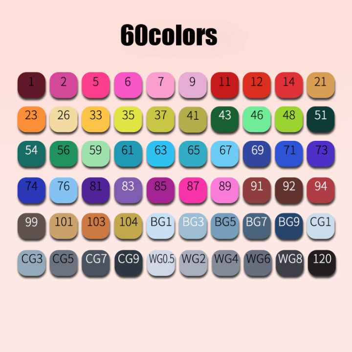 6080สีเครื่องหมายชุดแอลกอฮอล์น้ำมันคู่หัวเครื่องหมายนักเรียนนิเมชั่น-diy-กราฟฟิตีสีน้ำแปรงอุปกรณ์การเรียน