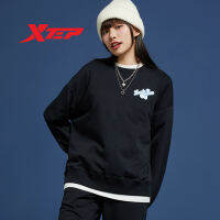 Xtep เสื้อสเวตเตอร์กีฬาลำลองคอกลมหลวมสเวตเตอร์สตรี