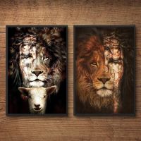 ✙ ตกแต่งบ้าน Lord Jesus Christ Lion of Judah Warrior โปสเตอร์ Wall Art ภาพพิมพ์ผ้าใบสำหรับห้องนั่งเล่น Modular